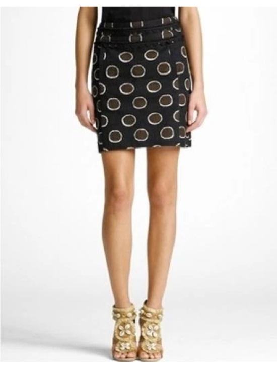 Tory Burch Dresses & Skirts - Tory Burch Spring Skirt Brown Dodda Polka Dot Ruffles Front Pockets Size 6